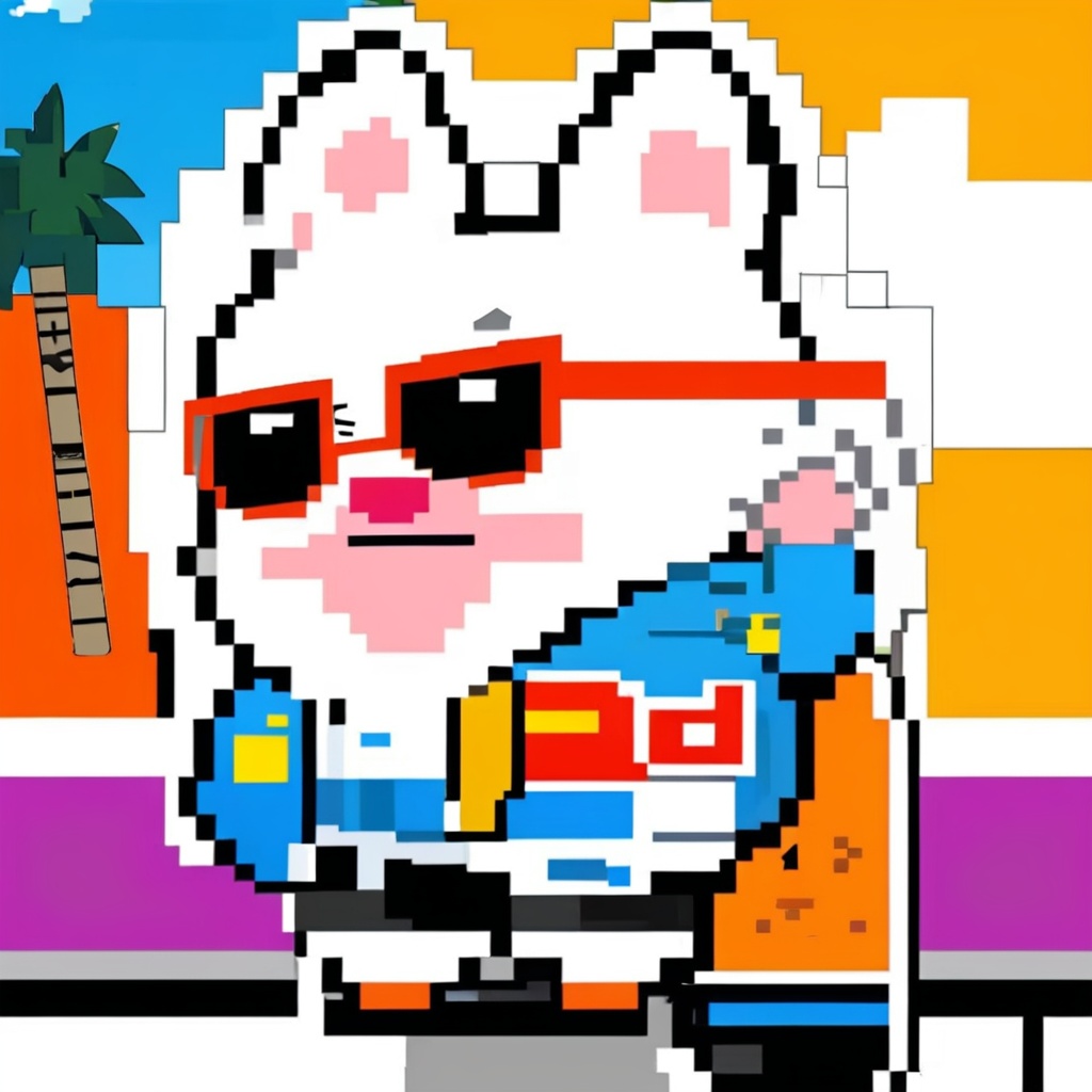 C4tt4stic,Cartoon white wolf in jacket and skateboard,Sunglasses,cute,chuby,plumpy,dynamic background, <lora:数字头像sdxl:0.7>