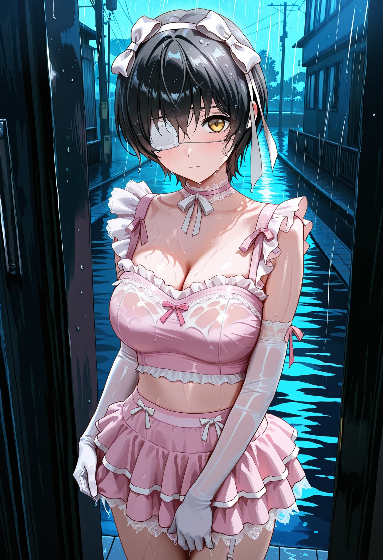 1girl,  black short hair,  bright yellow eyes on Tensor.Art