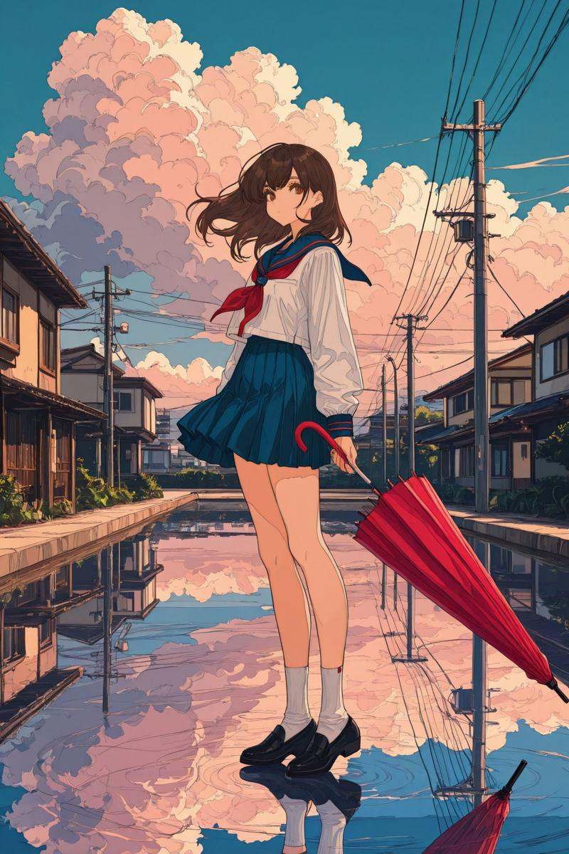 1girl,  umbrella,  outdoors on Tensor.Art