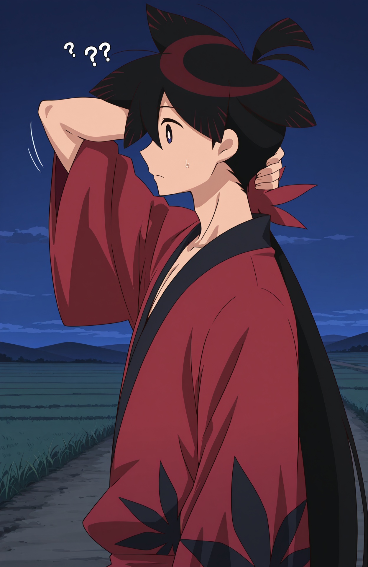 kg_shichika,  red kimono,  profile on Tensor.Art