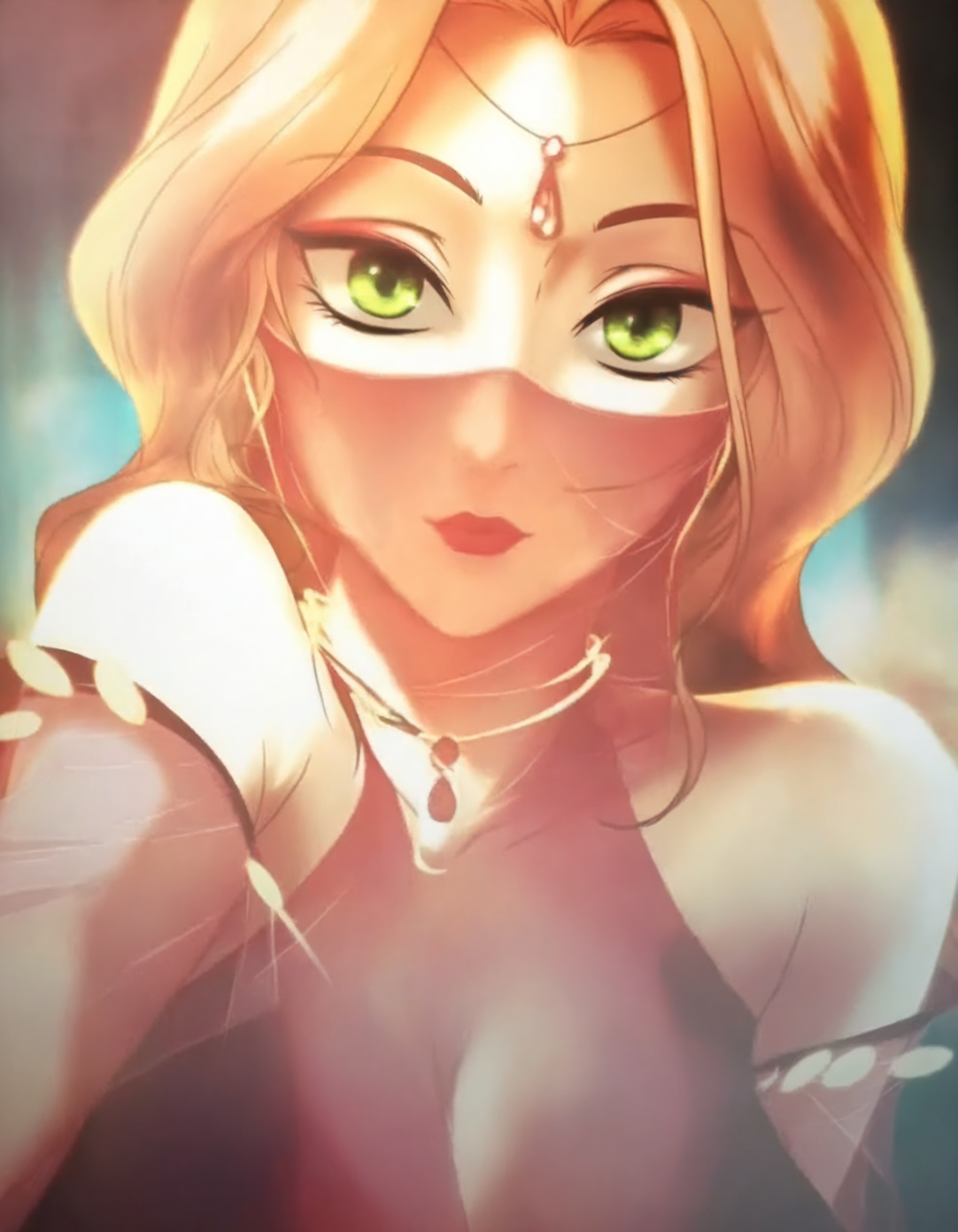 redveil,  a woman with green eyes,  reddish blonde hair on Tensor.Art