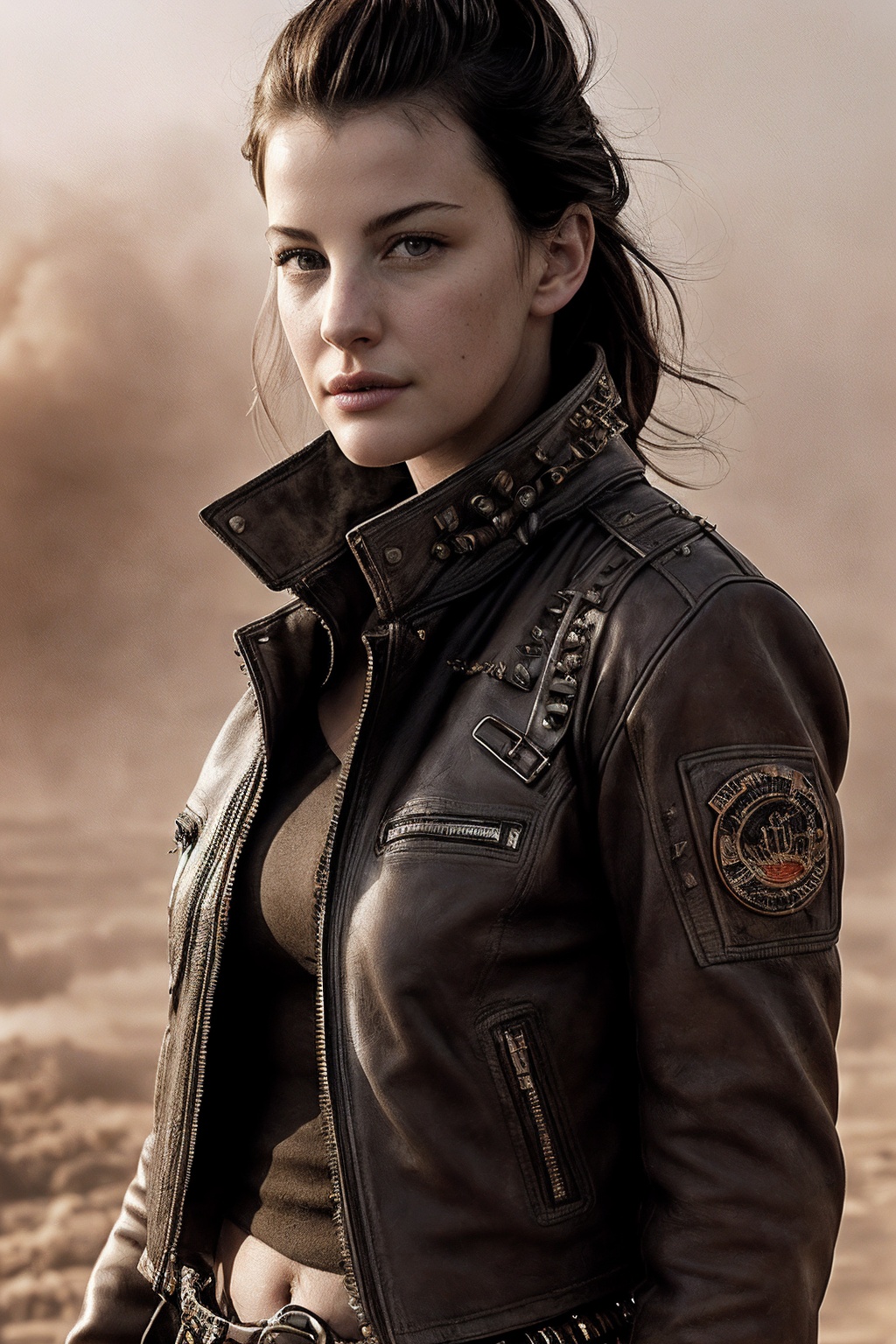 LivT_SoloTI_v1,  (In a rugged leather jacket adorned with metal spikes,  and worn cargo pants on Tensor.Art