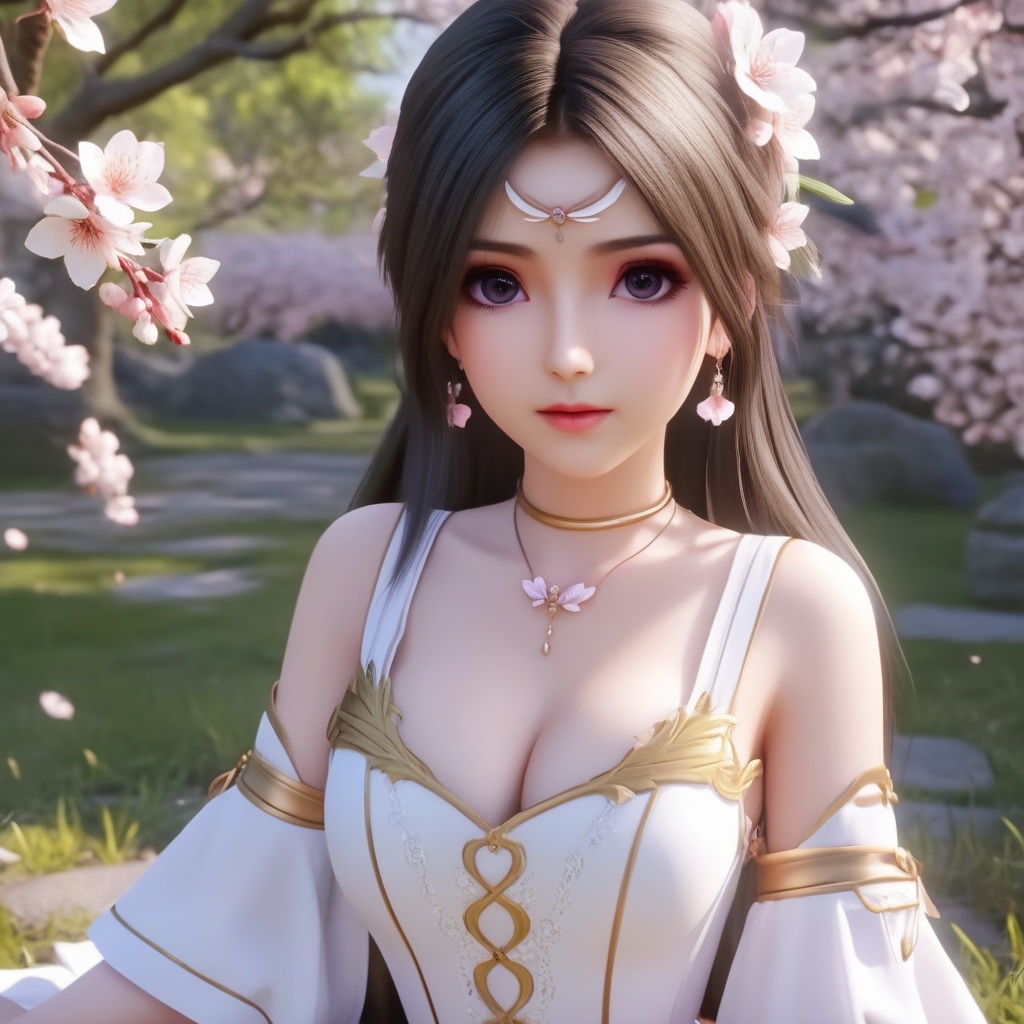 <lora:837-DA-XL-斗罗大陆-千仞雪-幼年:0.8>, (,1girl, ,best quality, ),,  ,ultra realistic 8k cg,, ,masterpiece, (( , )),, ,   ,   cure blossom,  ,,  (cleavage),,  (), ,(sit),