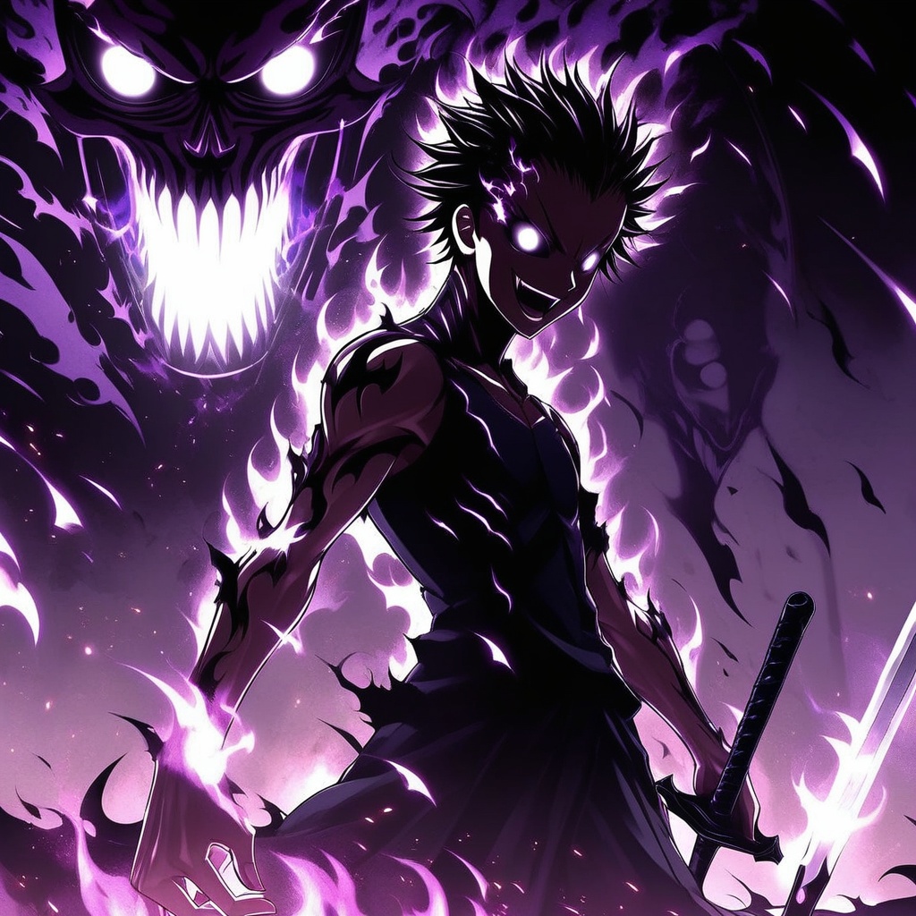 green eyes,  holding sword,  spiked hair on Tensor.Art