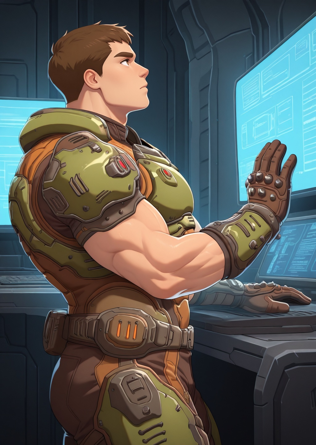 helmetlessdoomslayer,  male focus,  armor on Tensor.Art