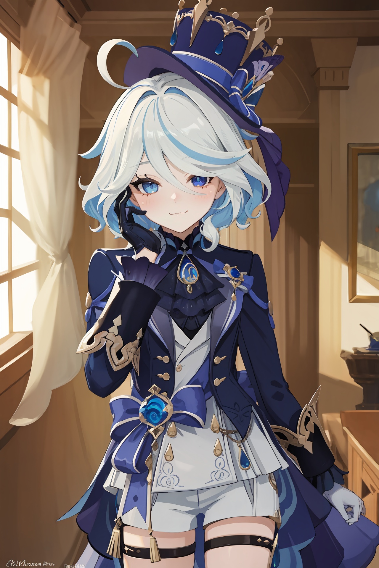 1girl,  furina \(genshin impact\),  short hair on Tensor.Art