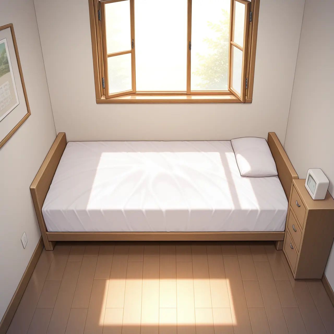 1girl,  indoors,  white bed on Tensor.Art