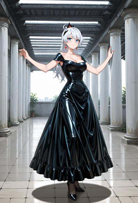 1girl,  solo,  black latex dress on Tensor.Art