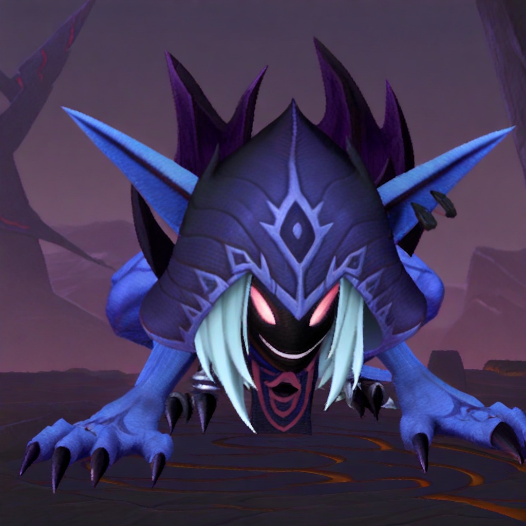 HelcurtML-hooded blue-skinned goblin focus,  pokemon (creature),  anime screencap on Tensor.Art