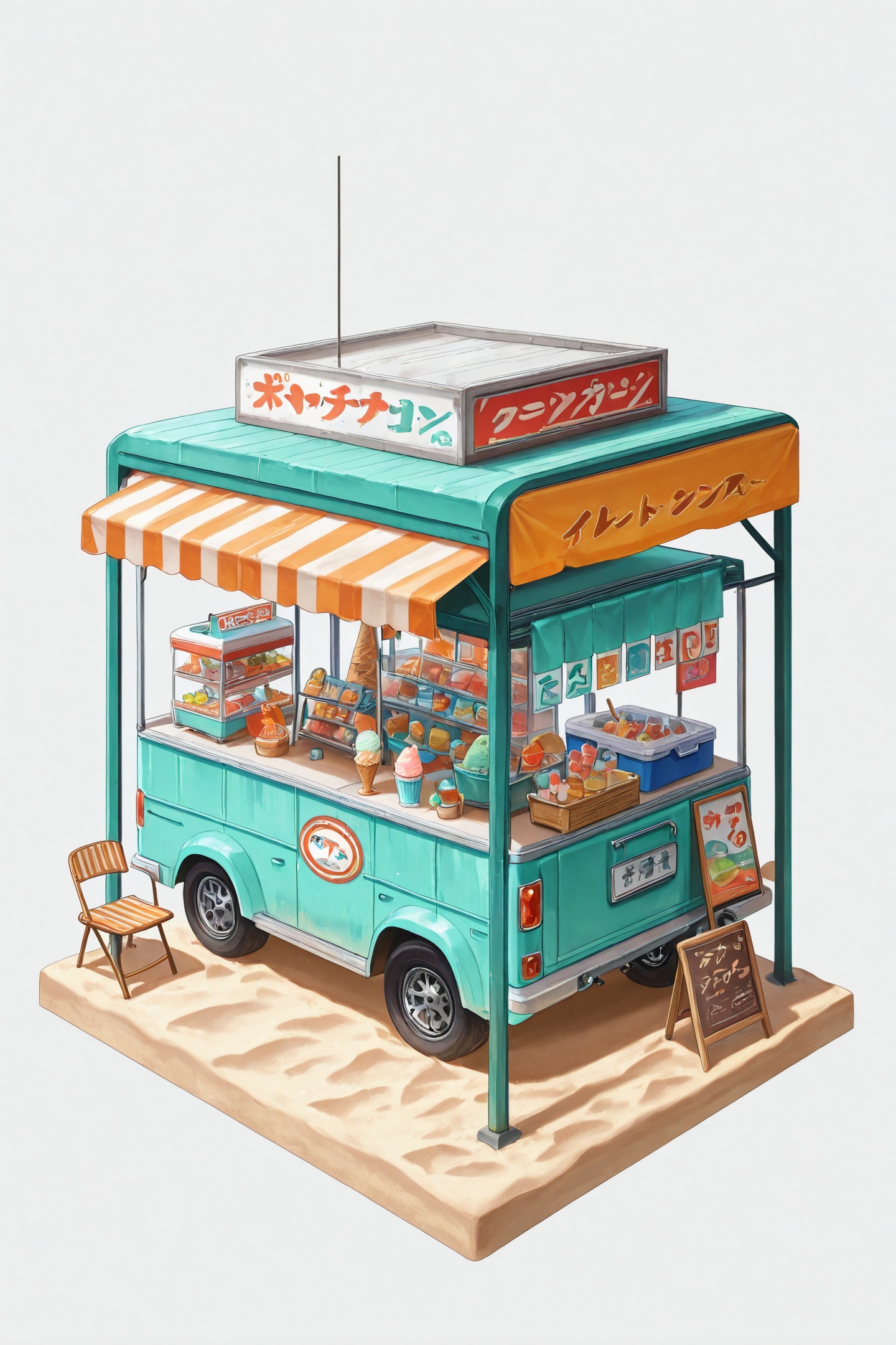 isometric,  motor vehicle,  beach umbrella on Tensor.Art
