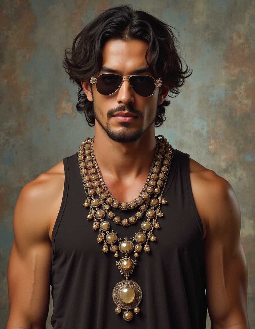 <lora:FLUX1_CNBrad:1>(masterpiece realistic:1.2),best quality,masterpiece,original,extremely detailed,1boy,CNBrad,abs,solo,  **** top  ,jewelry