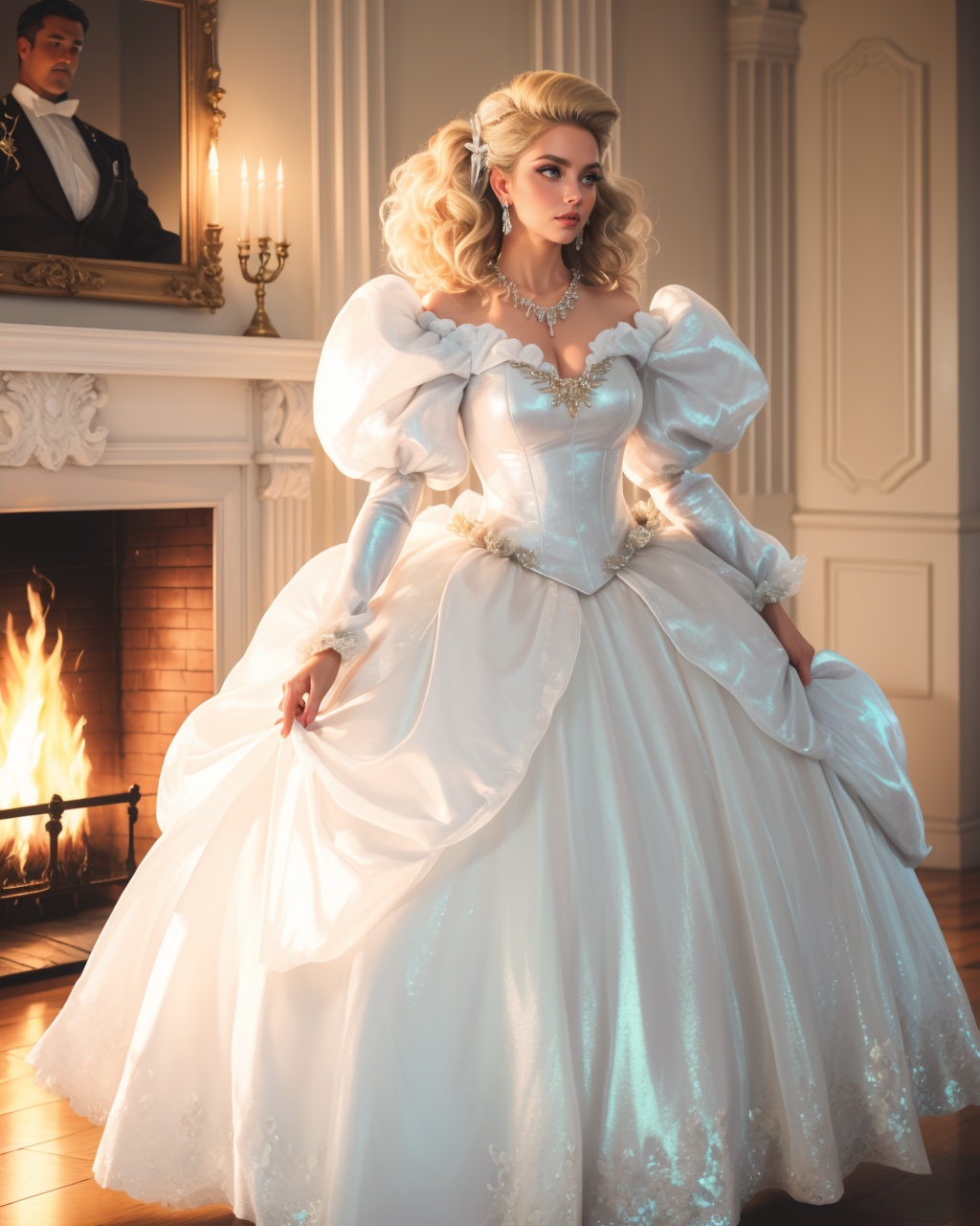 (met gala),  ***** beautiful tall woman,  (voluminous puffy sleeves) on Tensor.Art