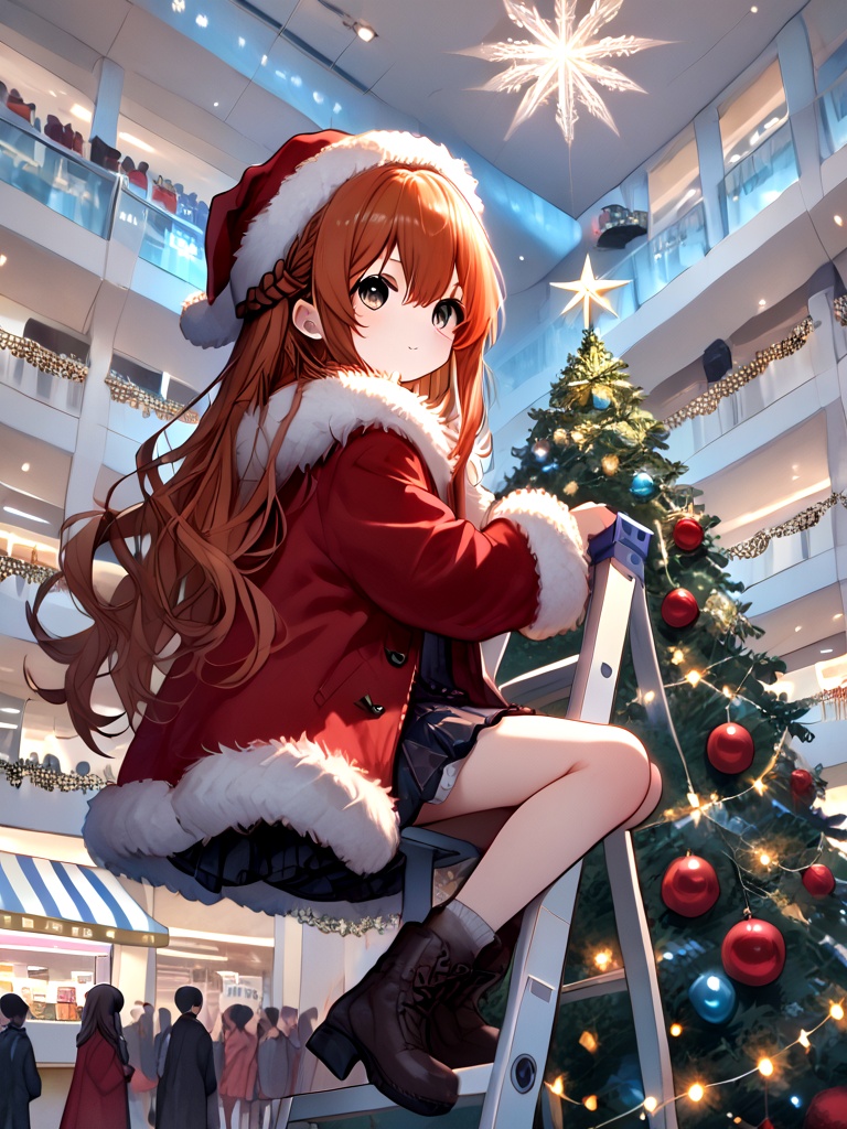 score_9,  source_anime,  christmas tree with festive lights on Tensor.Art