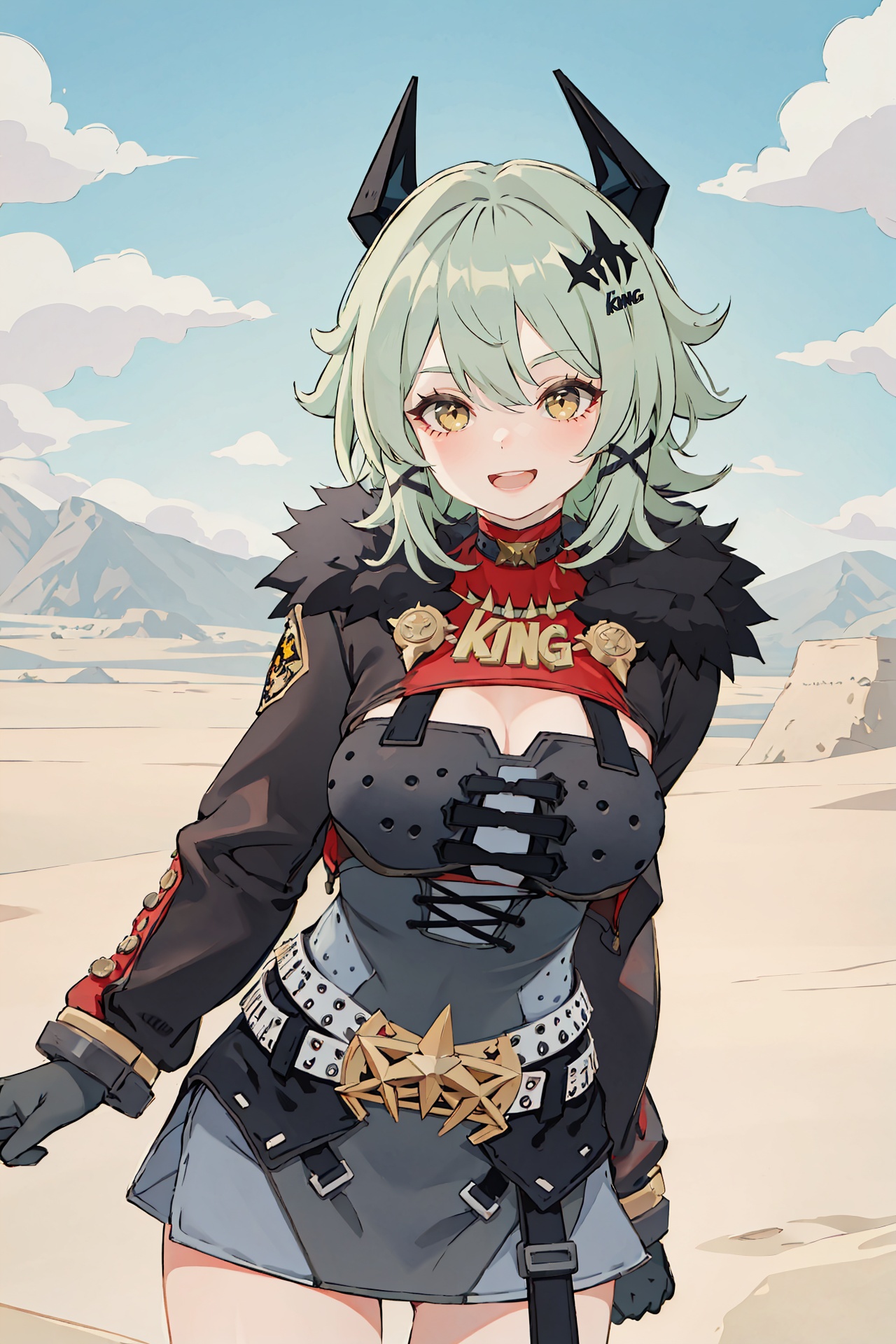 1girl,  caesar king \(zenless zone zero\),  horns on Tensor.Art
