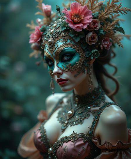 nobless with venetian mask,  rococo,  big breasts on Tensor.Art