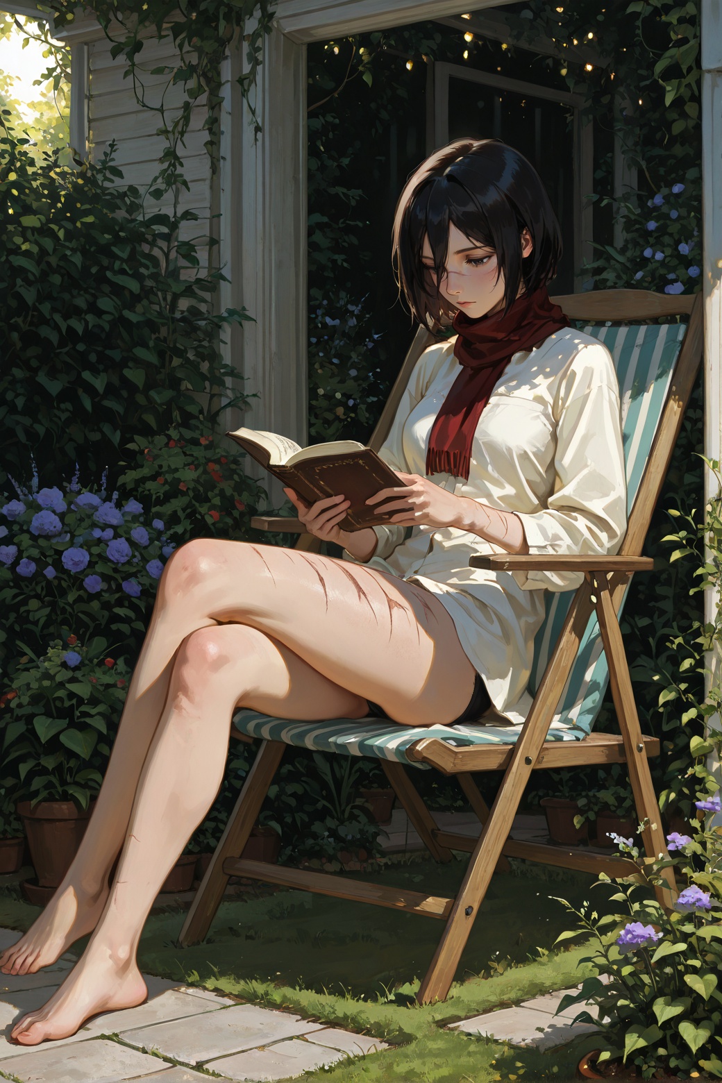 mikasa ackerman,  garden,  underwear on Tensor.Art