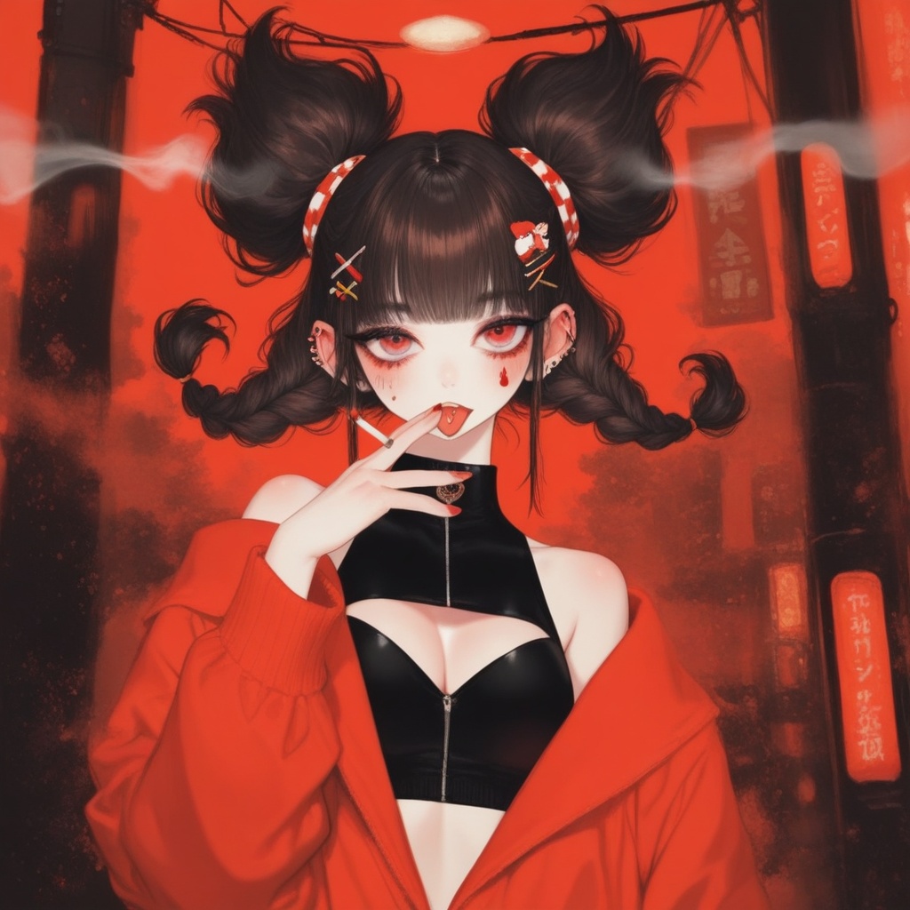1girl,  solo,  tongue out on Tensor.Art