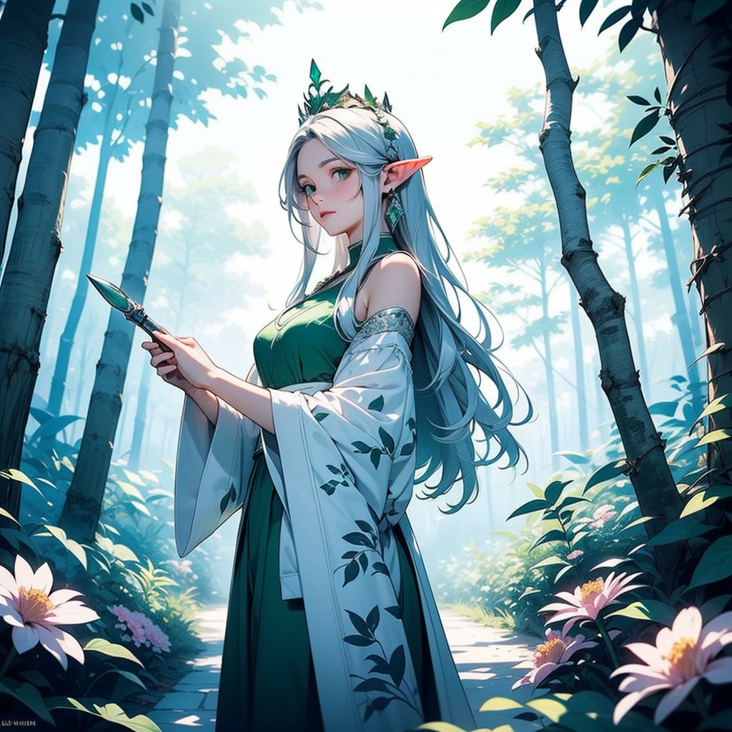 huangbao,  In a mysterious ancient forest,  sunlight filters through the dense leaves on Tensor.Art
