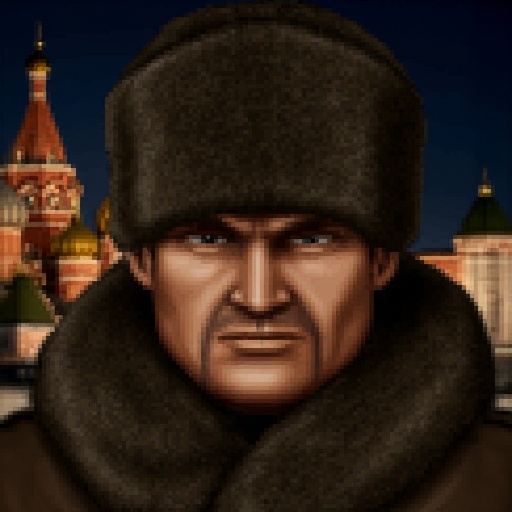 JA2 style portrait of a stern-looking man. The subject is a man with a rugged,  serious expression,  featuring a prominent...