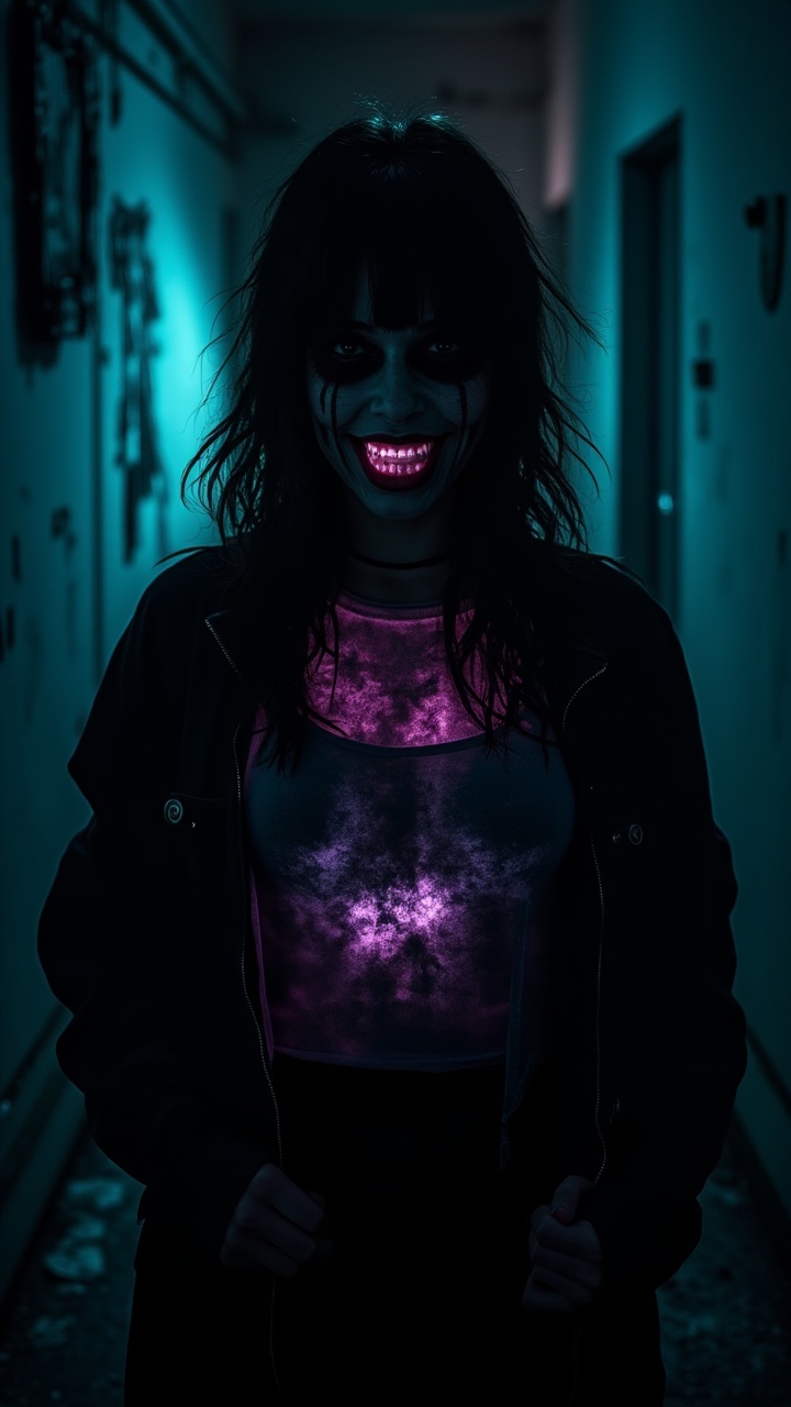 Gritty Oyunbileg,  she is dressed in Short skirt and a long jacket,  her Short skirt and a long jacket is Luminescent on T...
