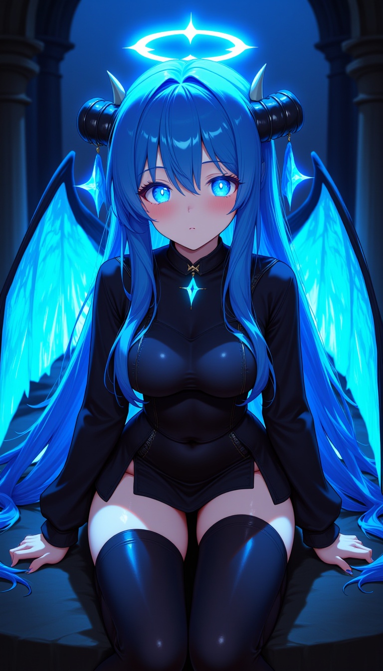 1girl,  blue hair,  long hair on Tensor.Art