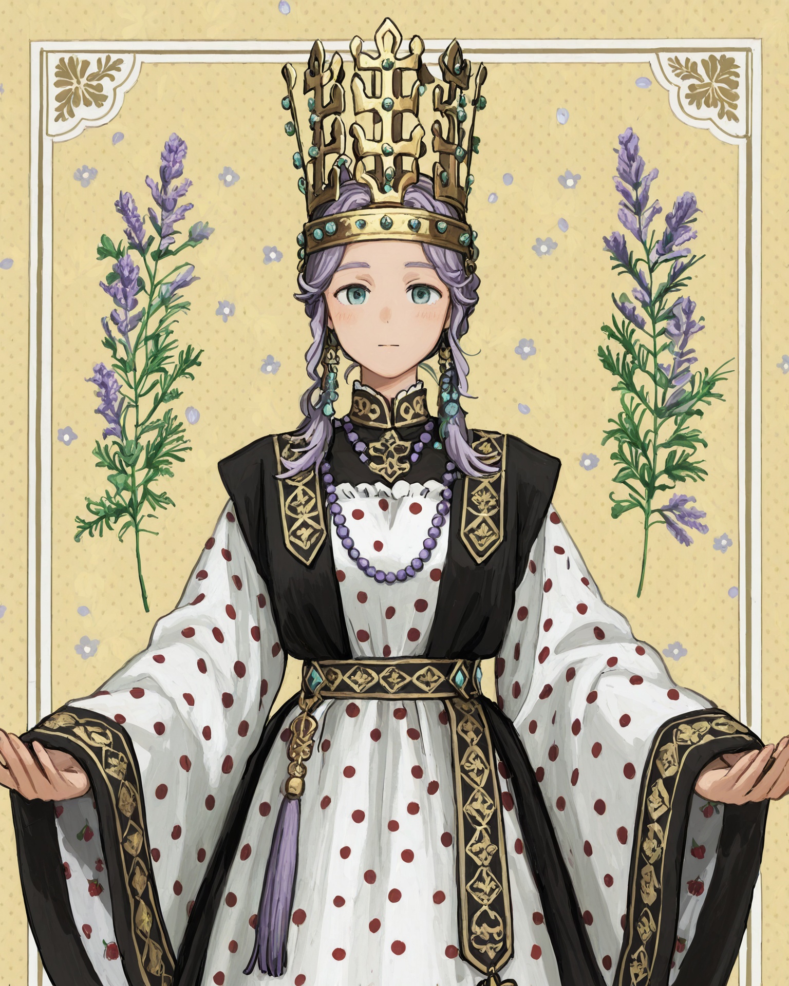 1girl,  sillacr crown,  mint lavender petals on Tensor.Art