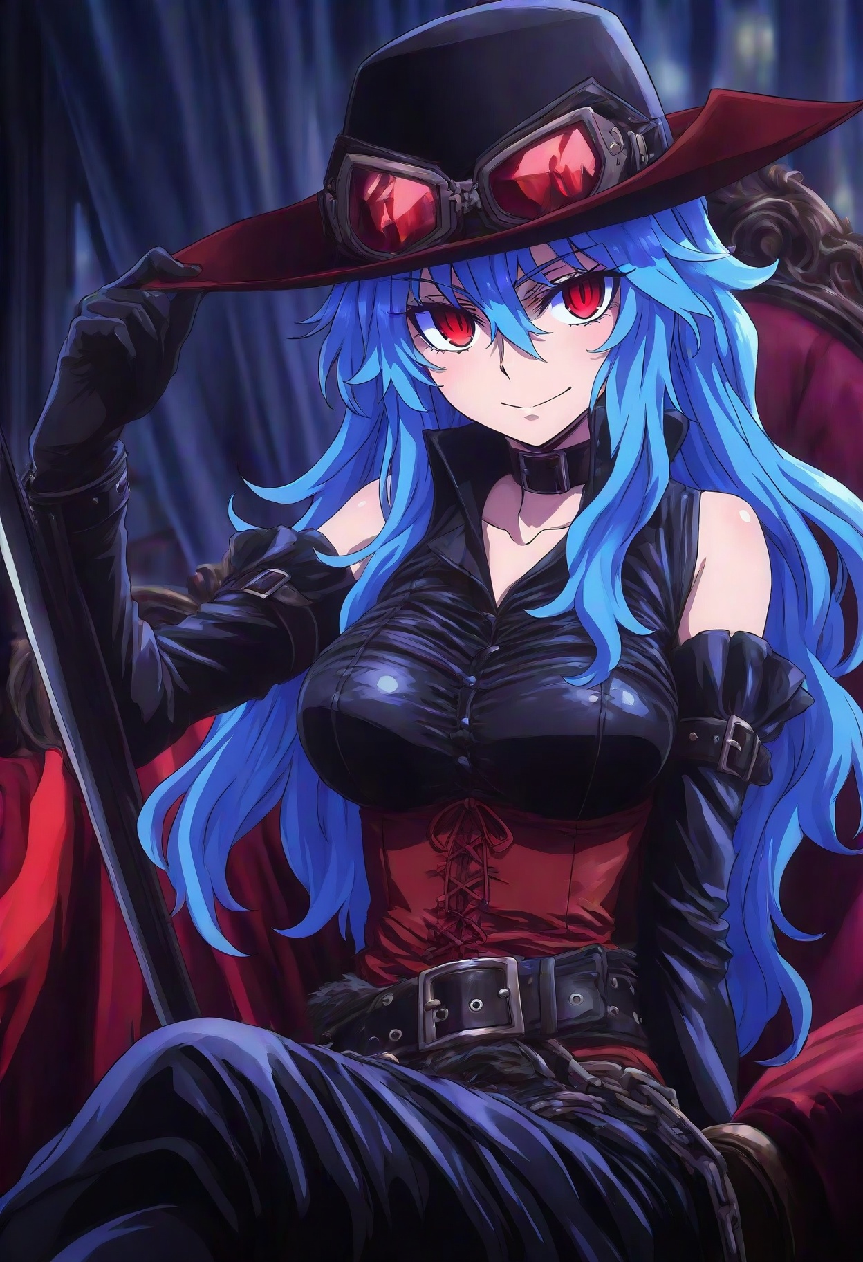 1girl,  blue hair,  red eyes on Tensor.Art