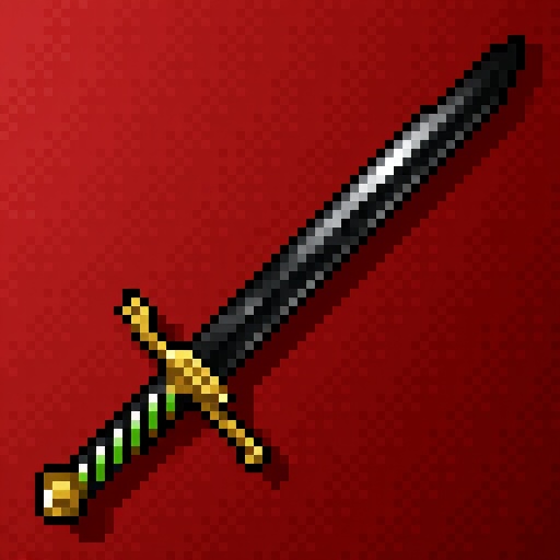A HoMM2 style Dragon Sword artifact,  gradient red background.The image is a representation of a sword. The sword has a bl...