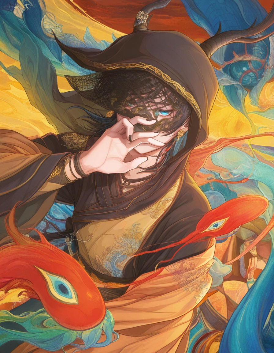 1girl,  solo,  ((hood_covering_eyes)) on Tensor.Art