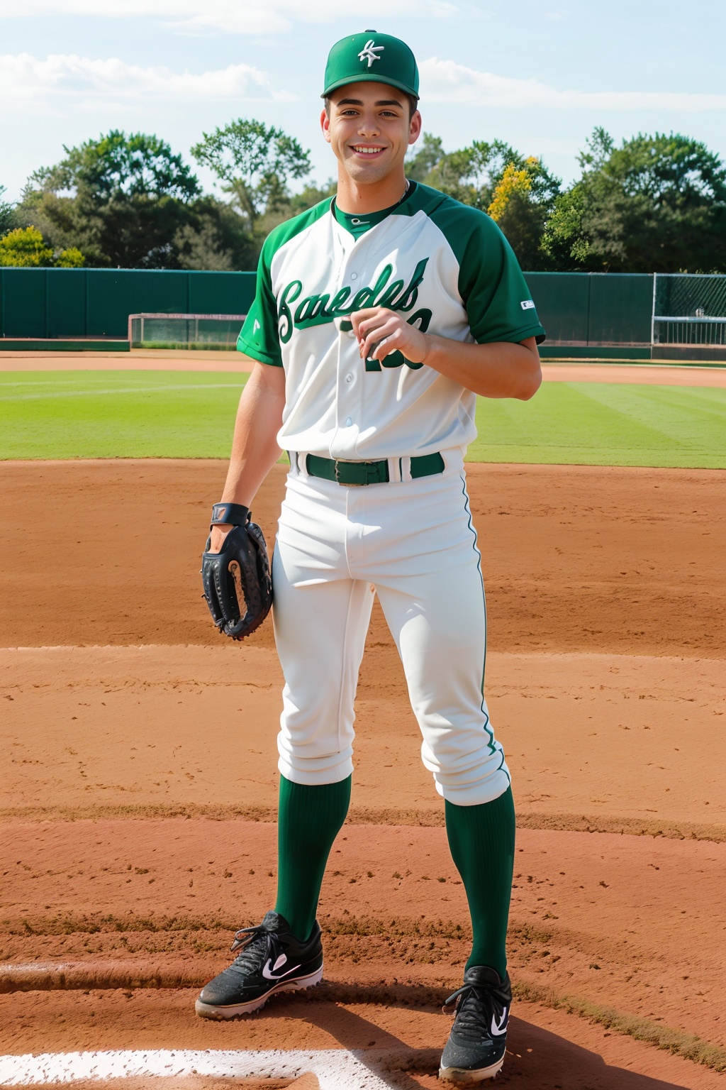 outdoors,  ((baseball field)),  standing on pitching mound on Tensor.Art
