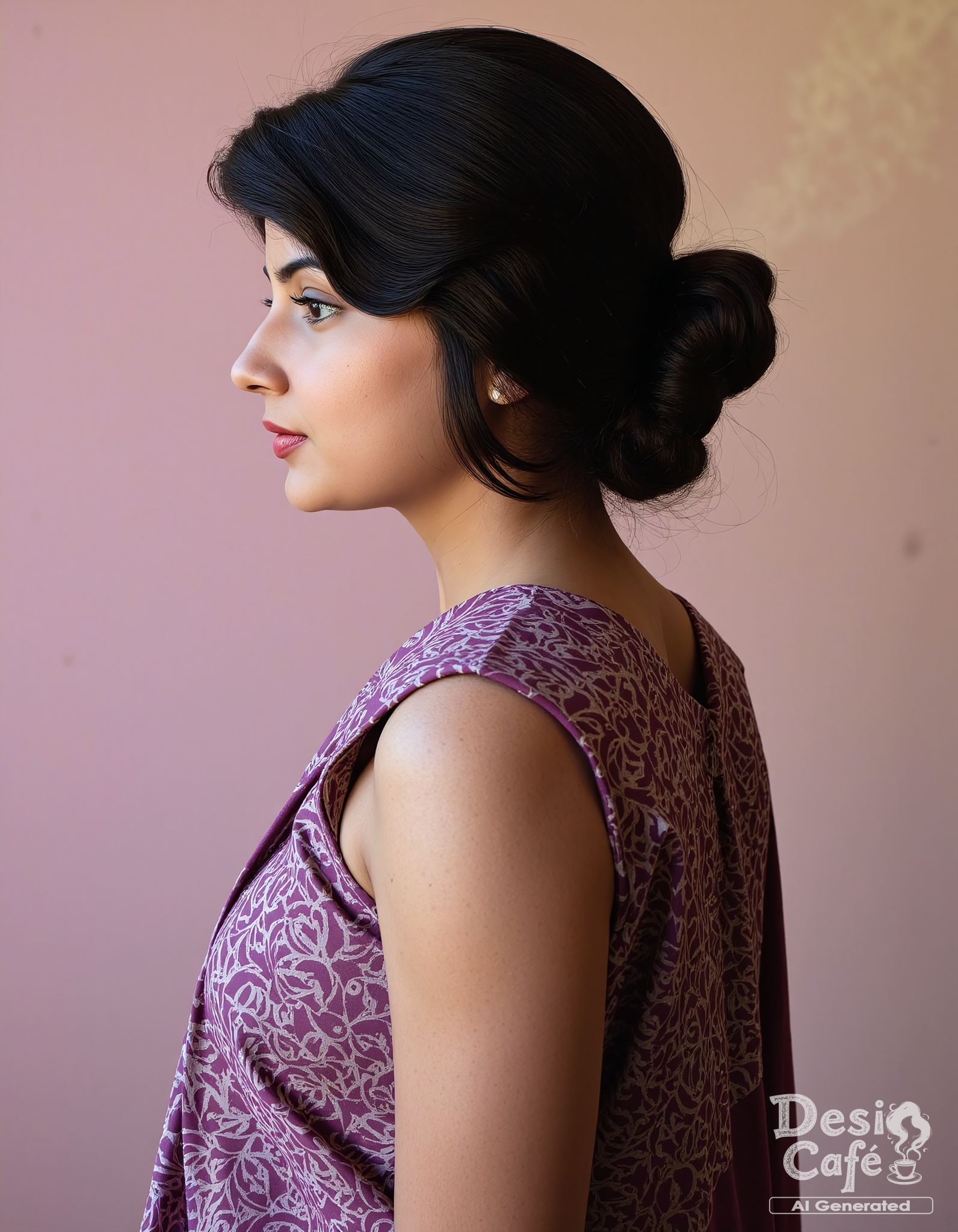 side view photo of Kashmira Pardeshi woman,  hyper realistic photo that is safe for work,  studio quality image with natur...