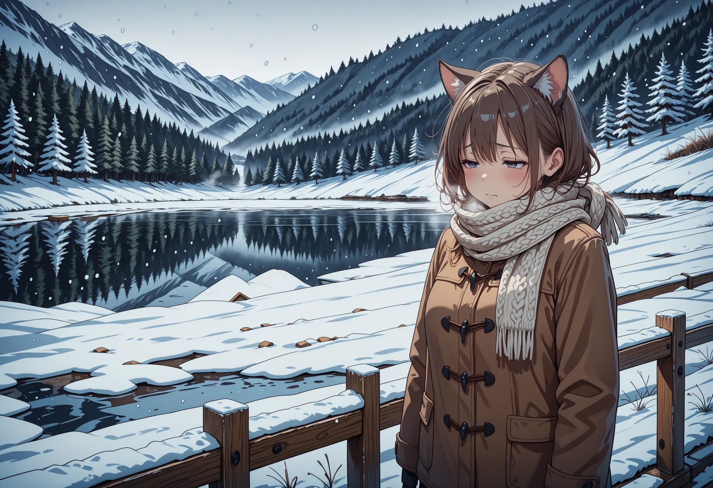 1girl,  cat ears,  floating scarf on Tensor.Art