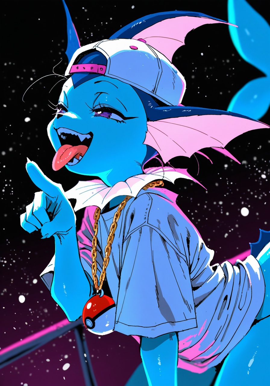 solo furry,  no human,  vaporeon rapper on Tensor.Art