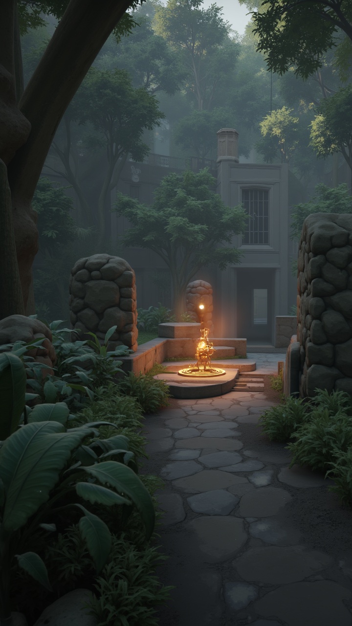 An ancient shrine hidden deep in the jungle holds a legendary piece of loot,  its glow visible even through the thick cano...