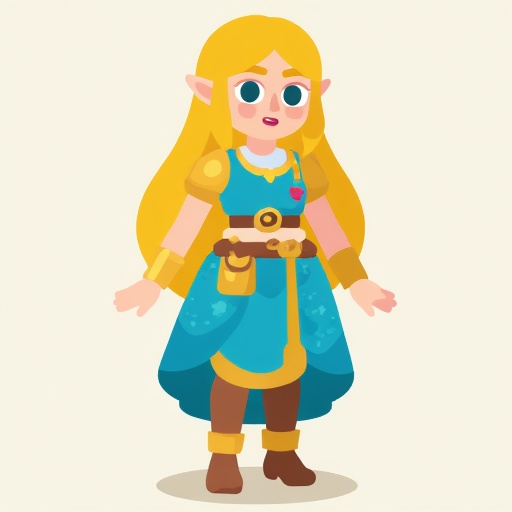 flat cartoon princess zelda on Tensor.Art