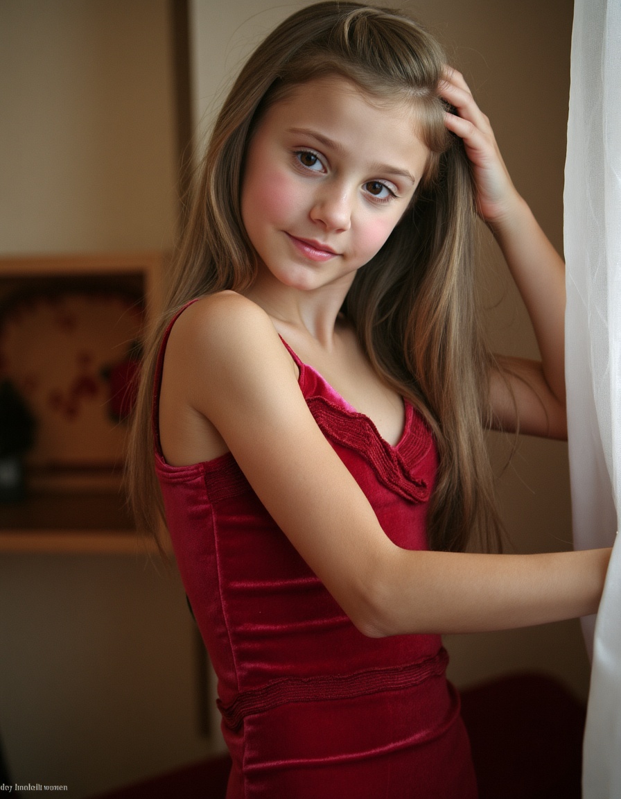 girl,  wearing Velvet dress on Tensor.Art