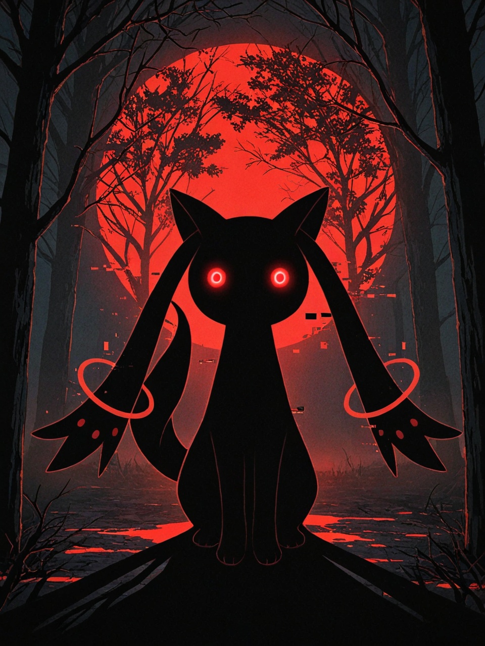 solo feral kyubey,  glitch creature,  shadow creature on Tensor.Art