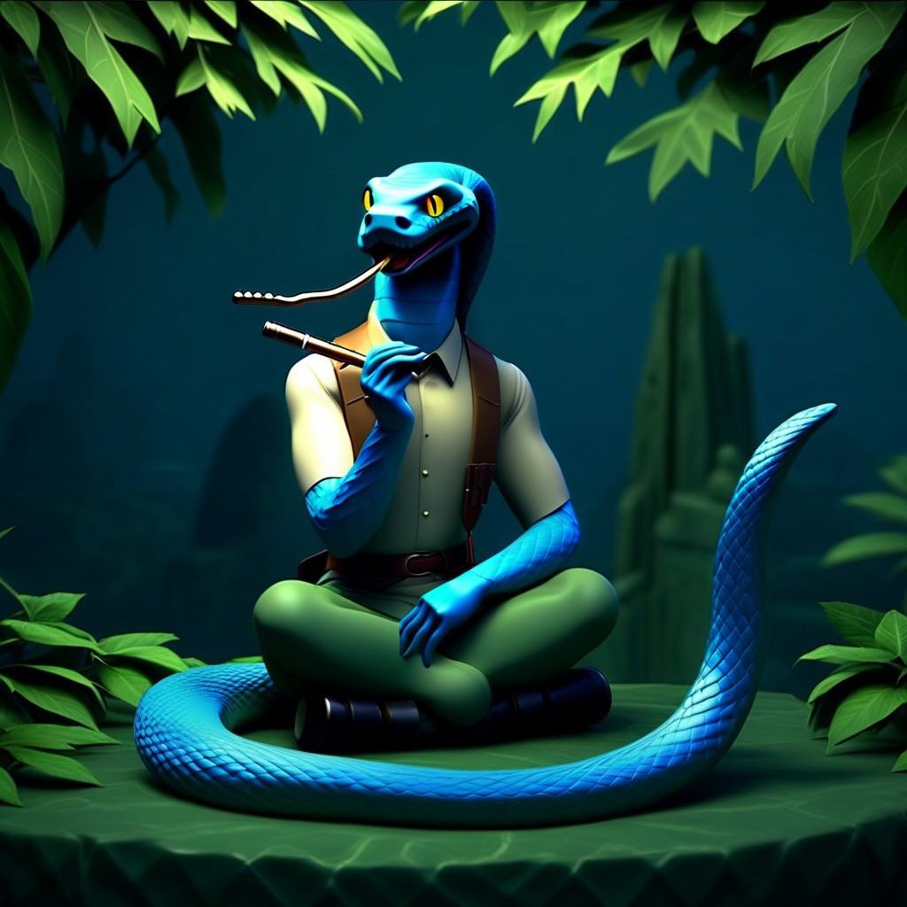 snake,  facial hair,  flute on Tensor.Art
