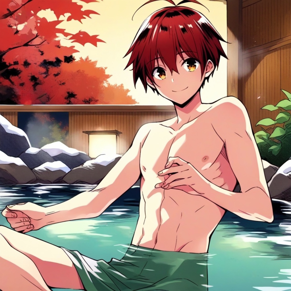 1boy,  solo,  onsen on Tensor.Art