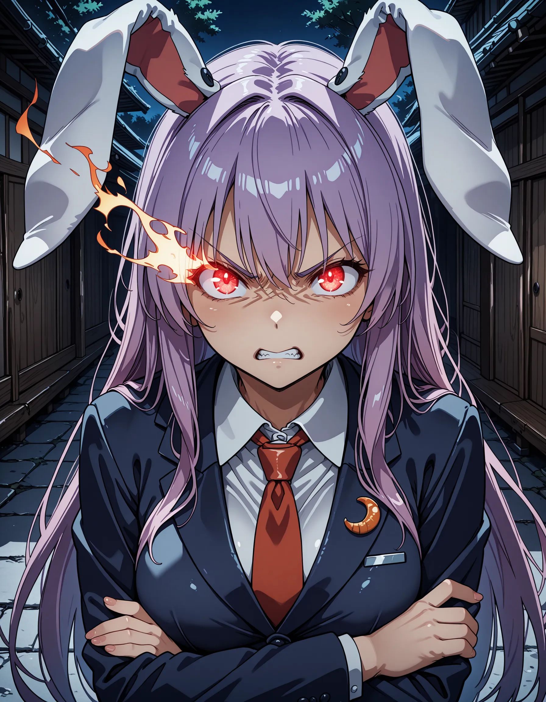 1girl,  reisen udongein inaba,  glaring on Tensor.Art