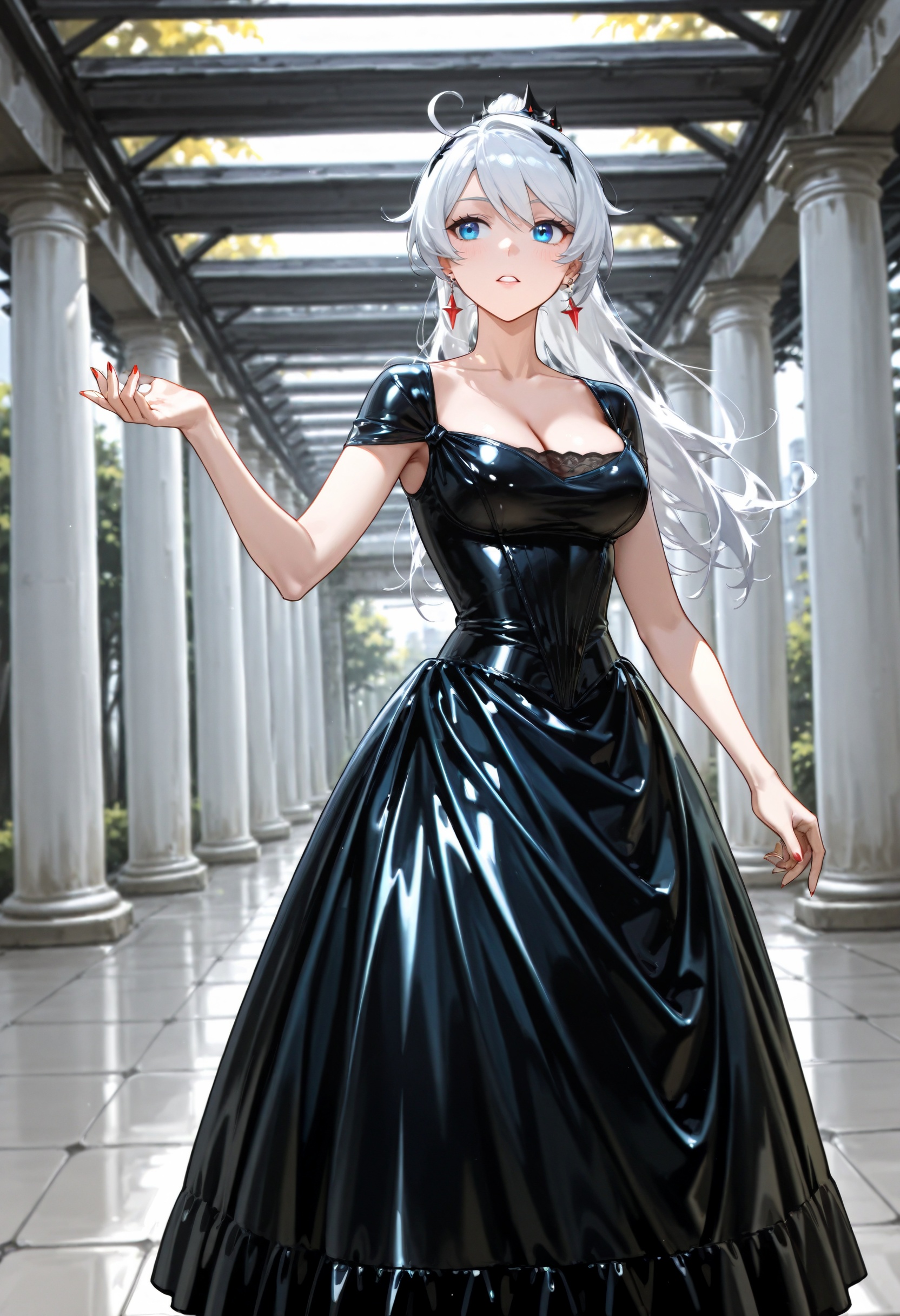 1girl,  solo,  black latex dress on Tensor.Art