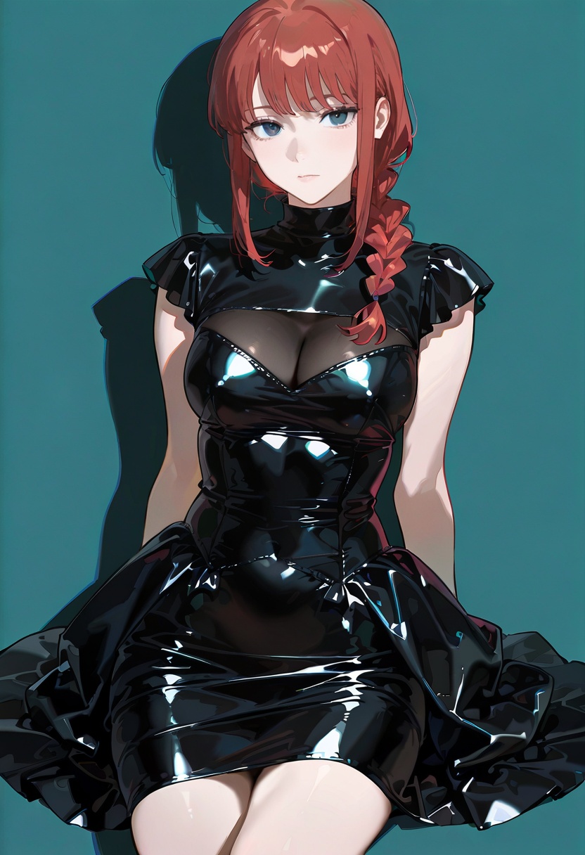 1girl,  solo,  black latex dress on Tensor.Art