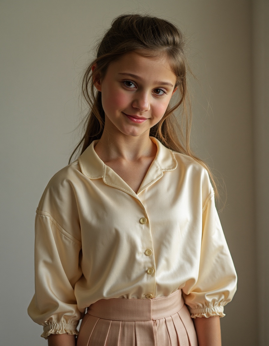 girl,  wearing Silk top and high-waist skirt on Tensor.Art