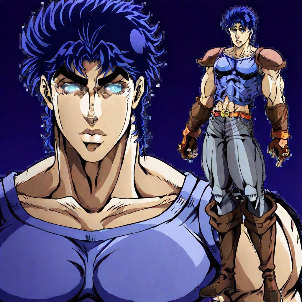 blue shirt,  1boy,  Blue hair on Tensor.Art