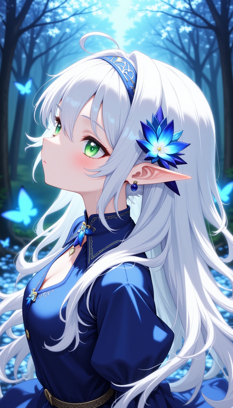 1girl,  elf,  white hair on Tensor.Art