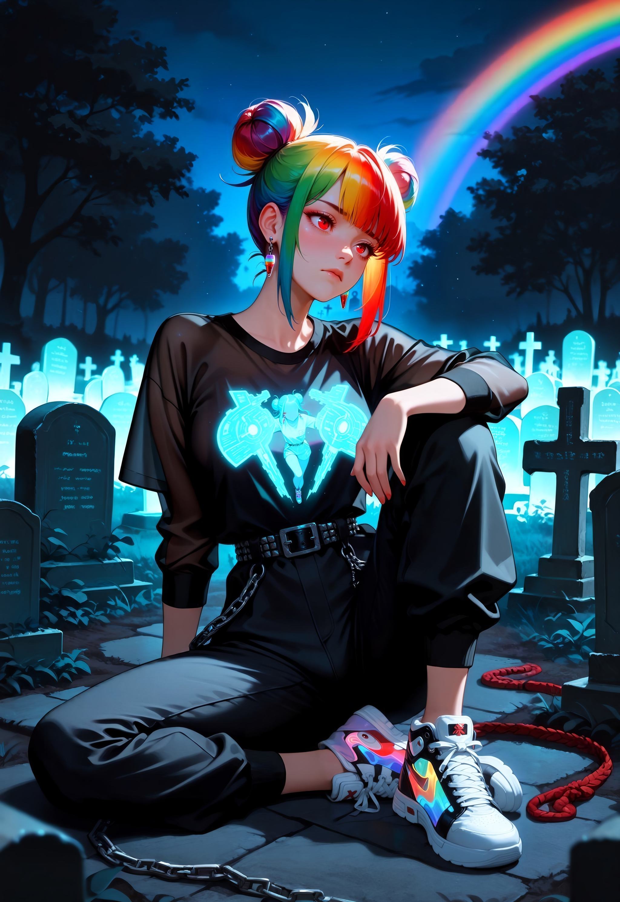 IllusP0s,  1girl,  red eyes on Tensor.Art