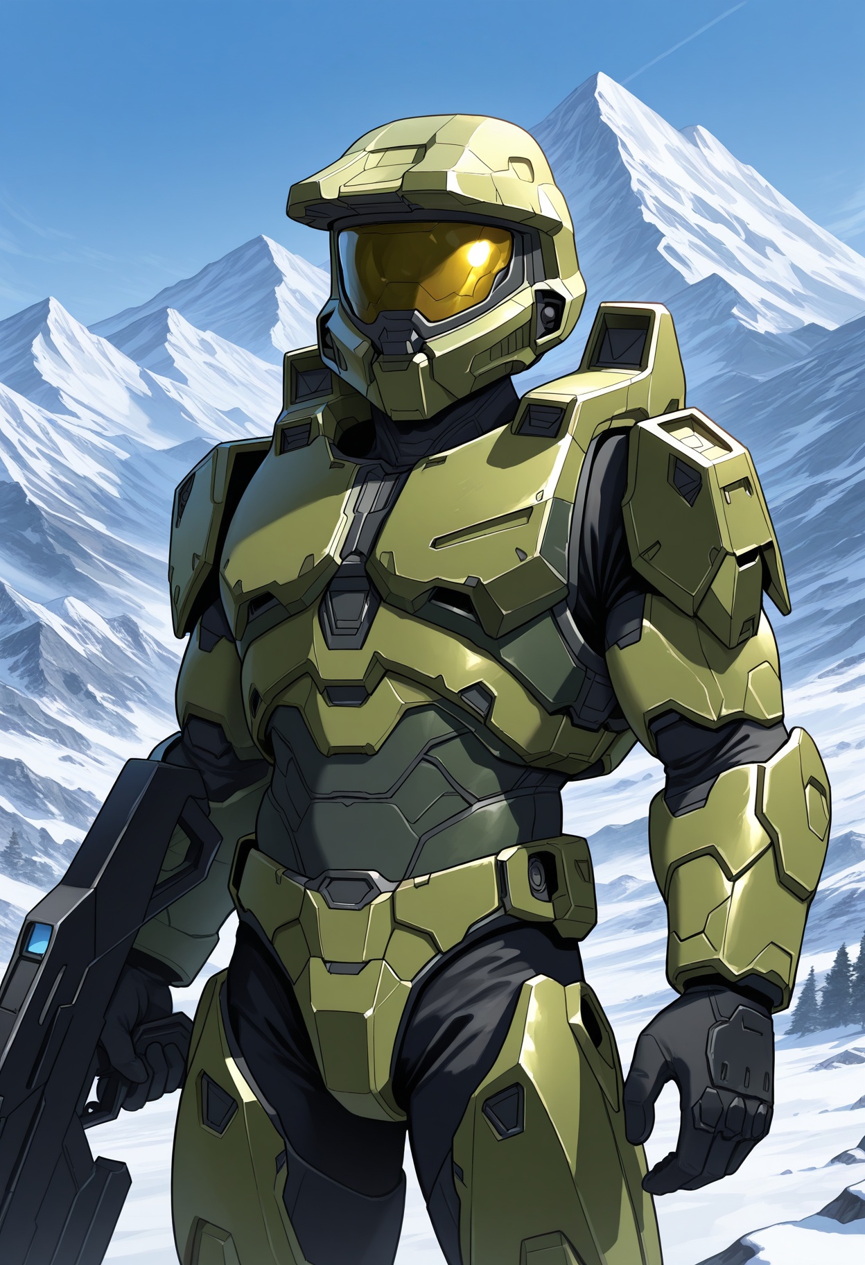 outside,  mountain,  master chief on Tensor.Art