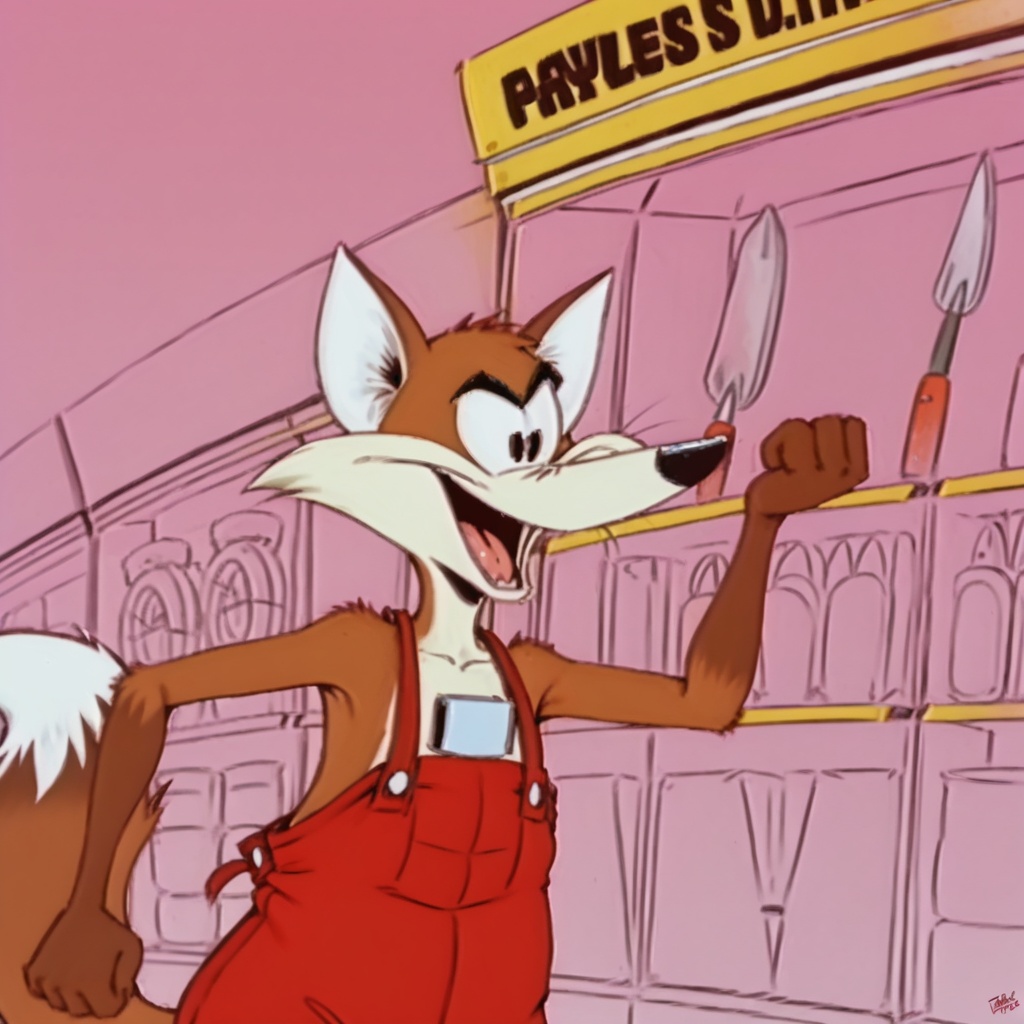 pink background,  paylessdiyfox,  dark orange fur on Tensor.Art
