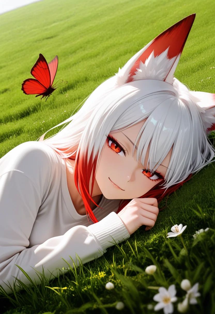 1girl,  fox ears,  red hair on Tensor.Art