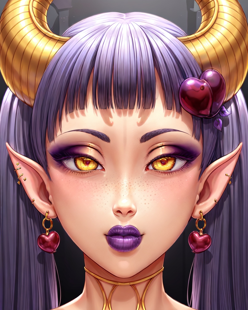 demon girl,  earrings,  eyelashes on Tensor.Art